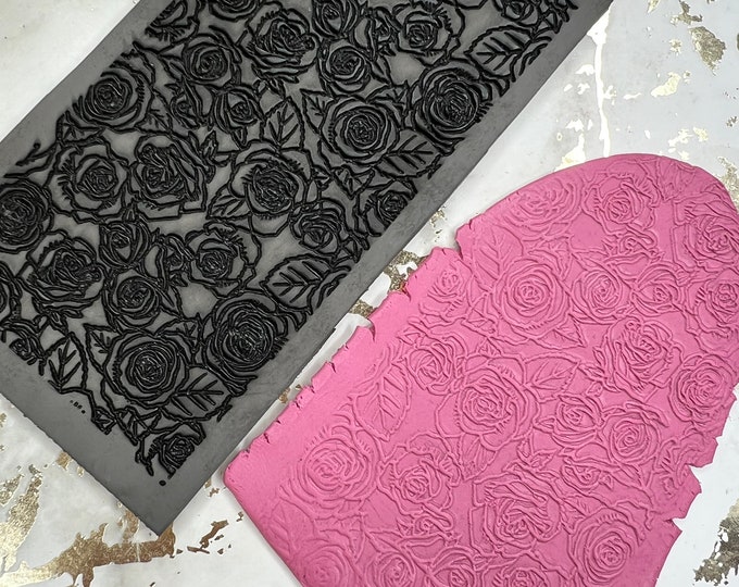 Clay texture mat Roses| Polymer clay tools| Ceramic tools| Jewellery tools