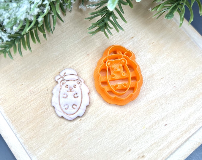 Christmas Hedgehog Polymer Clay Cutters - Handmade Earrings - Cookie Cutters