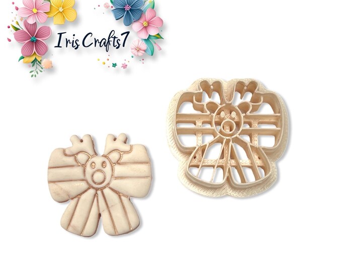 Reindeer Ribbon no. 2 Polymer Clay Cutter for Christmas Earring Making, Craft Tools