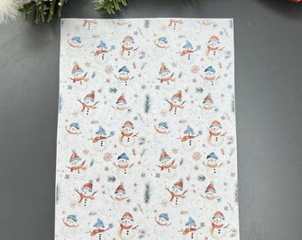 Snowmen Image Transfer Paper for Polymer Clay Earring Making, Craft & Jewellery