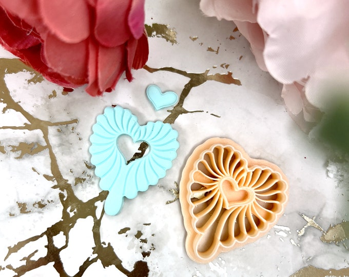 Clay cutter Heart of petal 1| Valentine earrings| Silver clay| Ceramic tools| Polymer clay cutters