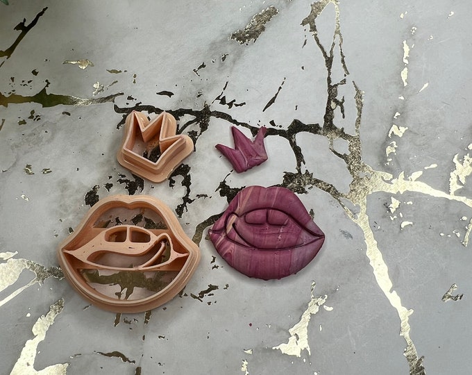 Polymer Clay Cutter Lips with Crown Design, Cute Craft Tool for DIY Jewelry, Accessories & Scrapbooking