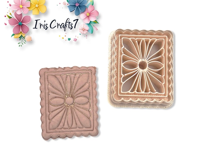 Scalloped Rectangle Polymer Clay Cutter – Petal Burst Embossed Earring Tool for DIY Jewellery – Iriscrafts7