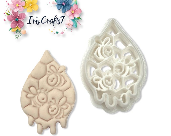 Honeycomb Bees in Teardrop Polymer Clay Cutter for Jewellery and Earring Making