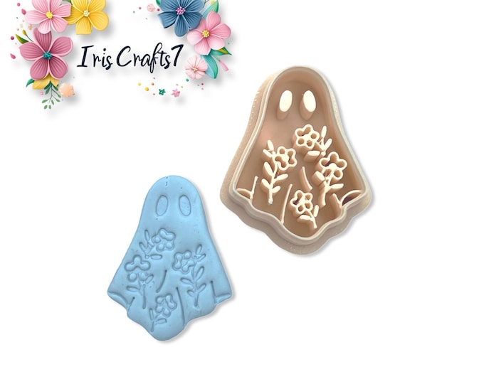 Polymer Clay Earrings Floral Ghost Cutter – Unique Handmade Statement Jewelry, Lightweight & Vibrant Floral Design