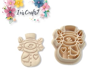 Snowman with Holly and Scarf Polymer Clay Cutter for Christmas Earring Making