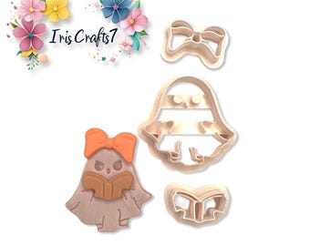 Ghost with Bow and Book Polymer Clay Cutters – Halloween Earring Making Tools – Cute Ghost Cookie Cutter – DIY Jewelry Supplies