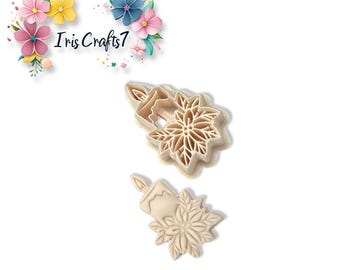 Candle and Poinsettia Polymer Clay Cutter for Christmas Earring Making