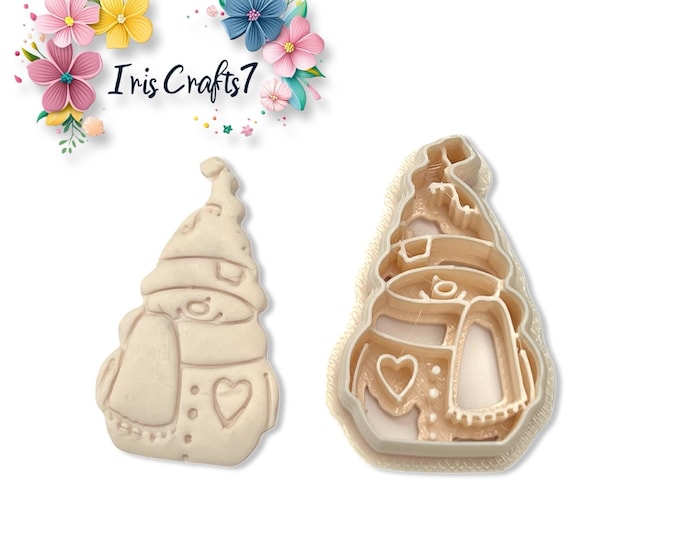 Snowman in Knitted Hat Polymer Clay Cutter for Jewellery & Earring Making