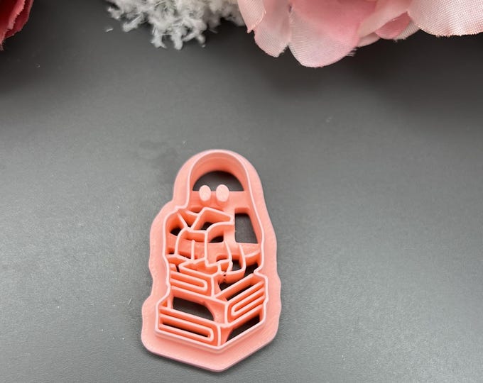 Ghost with Books Polymer Clay Cutter - Halloween Craft Tool for Unique Jewelry