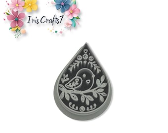 Bird on Branch Polymer Clay Cutter Floral Earrings Tool