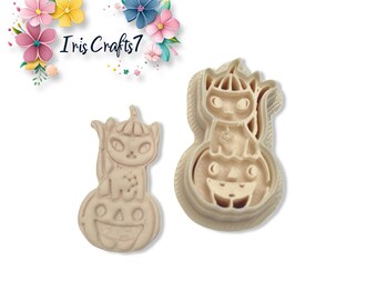Cat on Pumpkin Polymer Clay Cutter: Halloween Earring Jewelry Tool