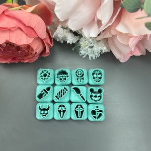 Halloween Mini Cutter Pack for Polymer Clay – Ghost, Skull, Bat, Pumpkin Studs – Earring Making Tools