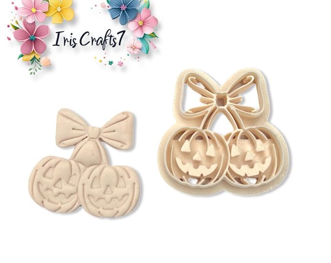 Pumpkin Cherries Polymer Clay Cutter – Autumn Earring Tool – Cute Fall Fruit Clay Cutter for DIY Jewellery Crafts