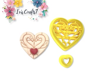Swan Heart Combo Polymer Clay Cutter for Elegant Earrings