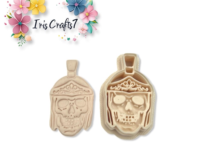 Roman Skull Polymer Clay Cutter – Halloween Earring Tool – Gothic Skull Clay Cutter for Spooky Handmade Jewellery