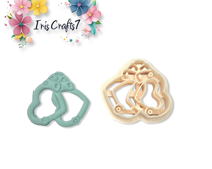 Heart Handcuffs Polymer Clay Cutter | Valentine Earring Shape | Craft Tool