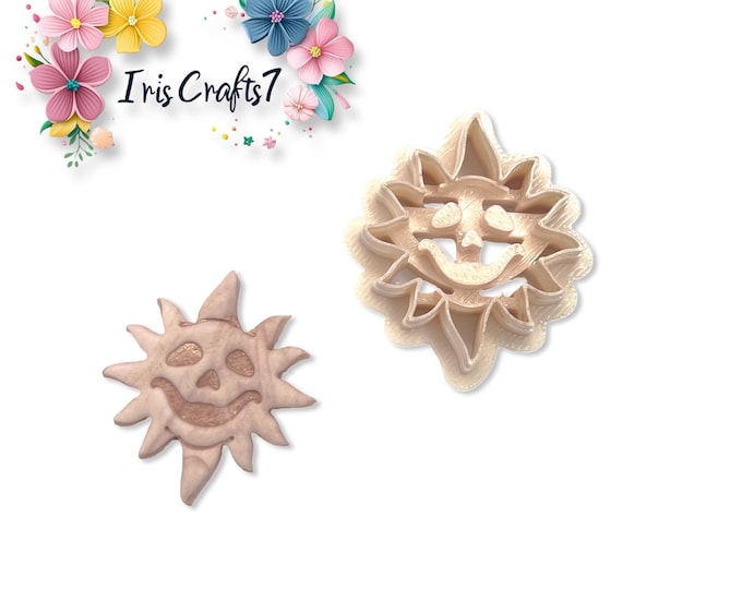 Sun Skull Polymer Clay Cutter for Earrings – Spooky Celestial Design – Halloween Craft Tool for DIY Jewelry Making