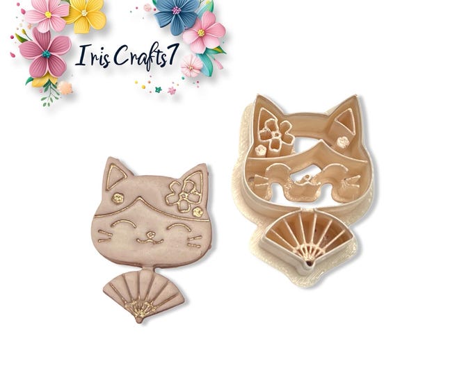 Cat & Fan Polymer Clay Cutter for Handmade Earring Making, Jewellery Tools