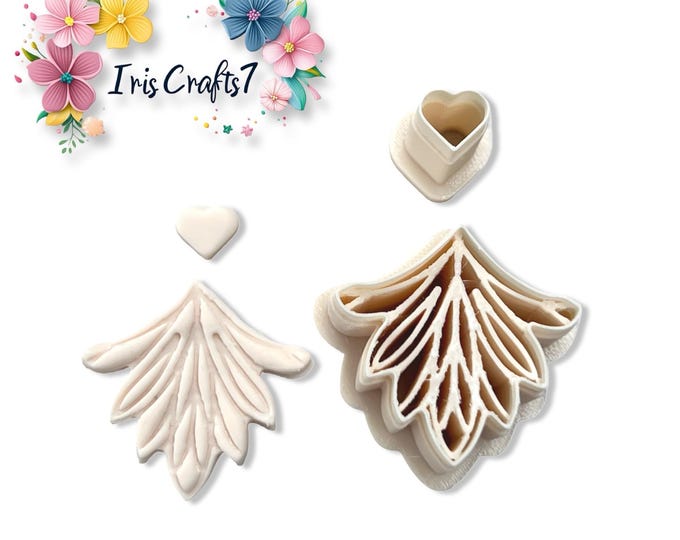 Heart and Fan Set Polymer Clay Cutter  Floral Earring Shape  Craft Tool