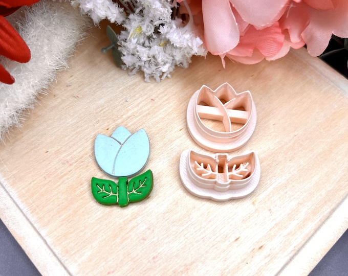 Tulip Combo Polymer Clay Cutter - Ceramic tools - Handmade Earrings