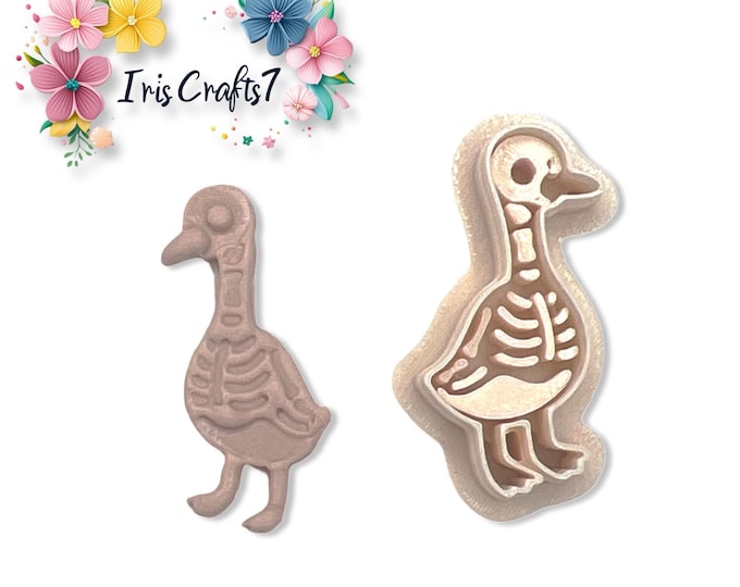 Skeleton Duck Polymer Clay Cutter – Halloween Earring Tool – Spooky Duck Design for DIY Jewelry and Cookie Making