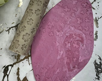 Large Clover Polymer Clay Texture Roller – Embossing Tool for Pottery & Jewelry Making