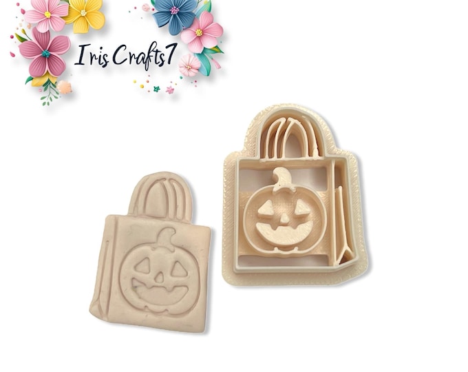 Halloween Pumpkin Bag Polymer Clay Cutter – Spooky Cute Clay Tool for Earring Making, Jewellery Crafts & DIY Projects