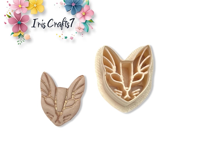 Cat Face 2 Polymer Clay Cutter for Handmade Earring Making, Craft Tools
