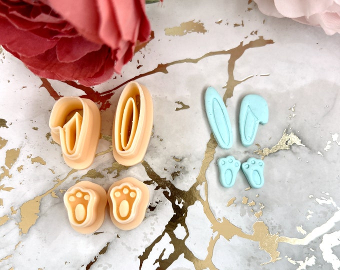 Bunny ears and foots clay cutters set| Ceramic tools| Clay tools| Polymer clay cutters