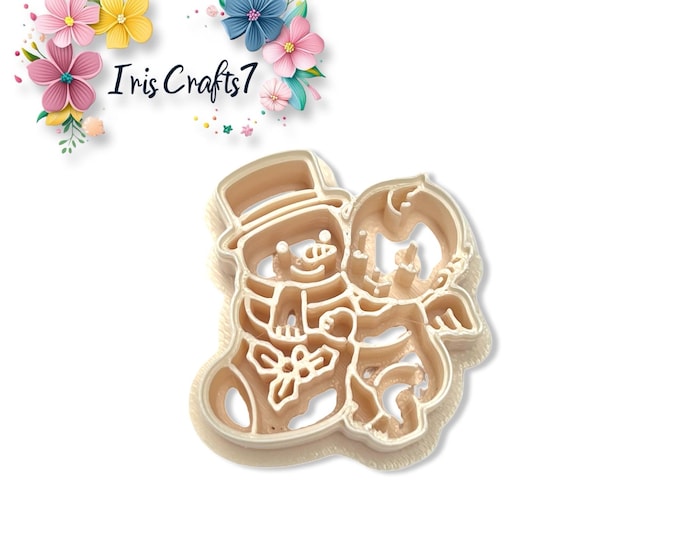 Baby and Snowman Embrace Polymer Clay Cutter for Christmas Earring & Jewellery Making