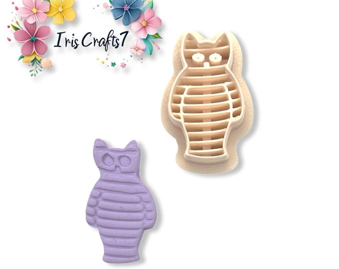 Mummy Cat Polymer Clay Cutter - Halloween Earrings
