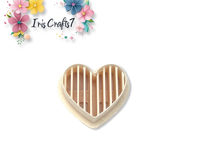 Serene Heart with Stripes Polymer Clay Cutter for Valentine Earrings Making, Craft Tools