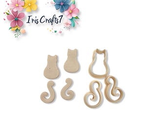 Cat with Tail Polymer Clay Cutter for Earrings and Jewellery Making
