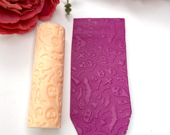 Polymer Clay Texture Roller – Halloween Rollers – Ghost, Pumpkin, Spider Web, Bat Patterns for Clay Crafts