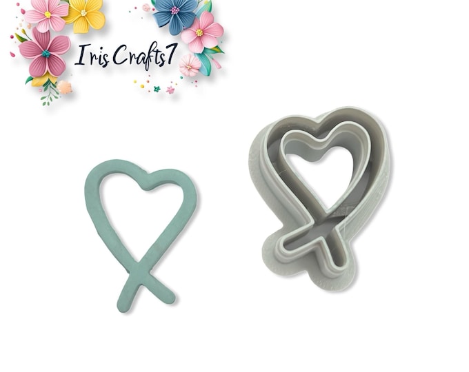 Heart Ribbon Polymer Clay Cutter for Valentine Earrings Jewelry Tool