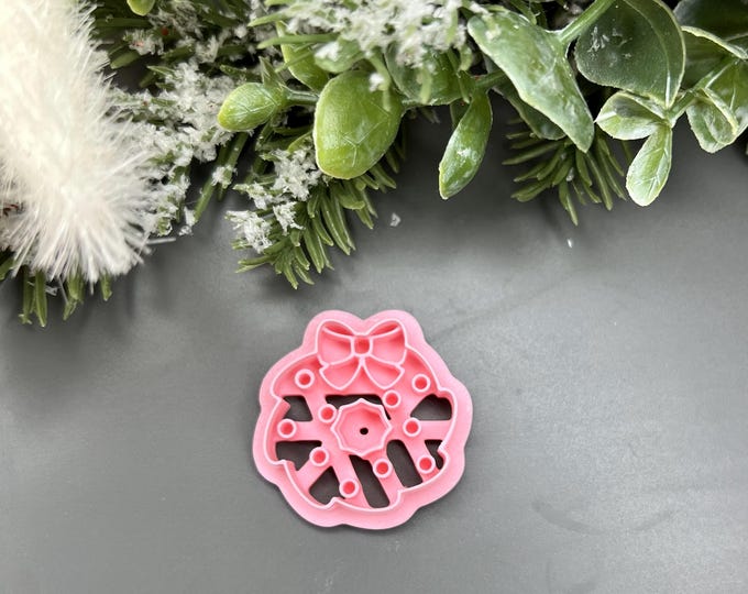 Christmas Wreath 6 Polymer Clay Cutters - Handmade Jewellery - Silver Clay tool