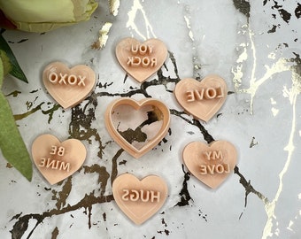 Heart Message Polymer Clay Cutter and Stamps for Earrings Jewelry Tool