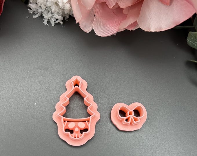 Christmas Skull Tree Polymer Clay Cutter_ Halloween Earrings_ Craft Supplies