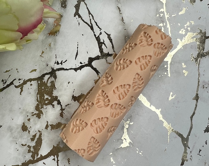 Polymer clay texture roller 42 monstera 1