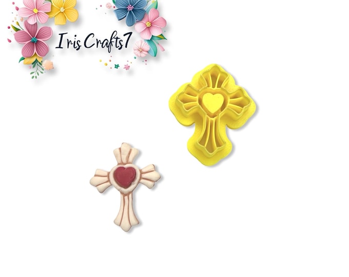 Heart Cross With Precious Stone Polymer Clay Cutter for Valentine Earrings Jewelry Tool