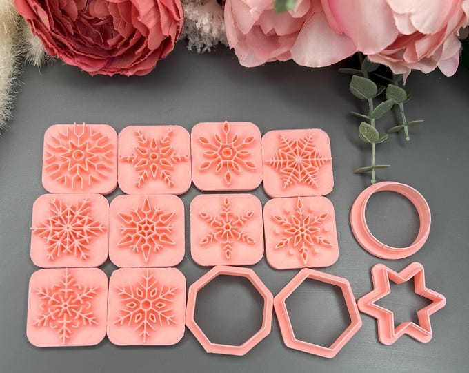 Snowflakes Set Polymer Clay Cutters_ Handmade Earrings_ Ceramic Tools_ Christmas Jewellery