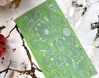 Lace 7 Polymer Clay Texture Mat – Intricate Rubber Stamp for Clay Crafting, Lace Pattern for Earrings, DIY Jewelry Tools