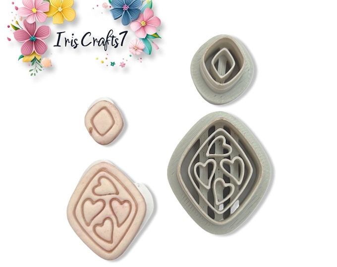 Heart Pattern Rhombus Polymer Clay Cutter for Valentine Earrings Jewelry Tool