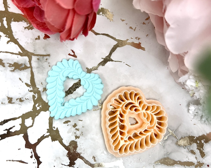 Clay cutter Heart of Petals 2| Ceramic tools| Valentine earrings| Silver clay| Polymer clay cutters