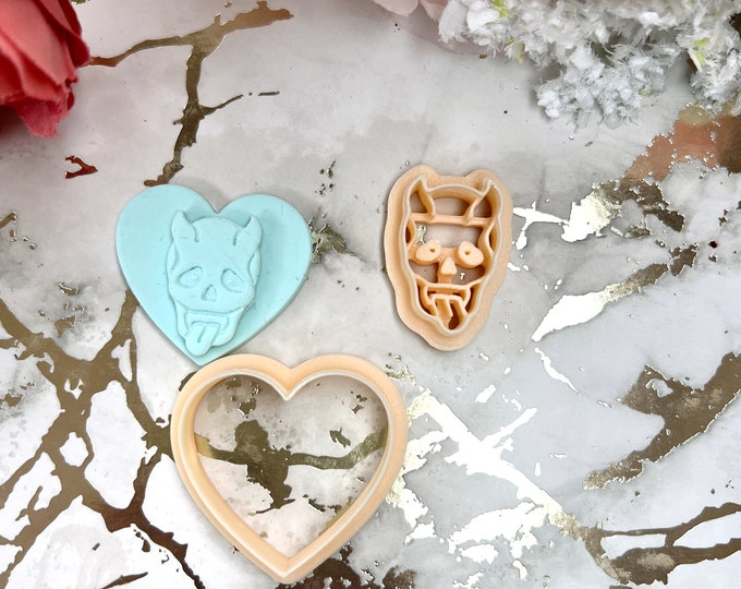 Clay cutters Heart with Skull 3| Valentine earrings| Ceramic tools| Polymer clay cutters