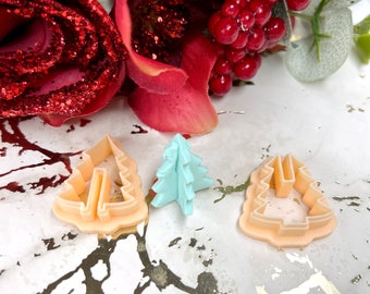 3D Christmas Tree Polymer Clay Cutters for Handmade Earrings, Ceramic Tool