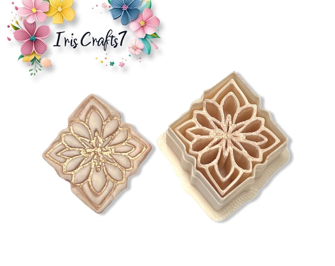 Geometric Floral in Diamond Frame Polymer Clay Cutter for Handmade Earring Making