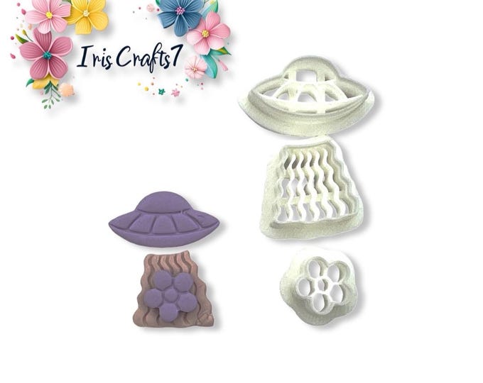 UFO with Rainbow Polymer Clay Cutter - Earring Making - Ceramic Tools