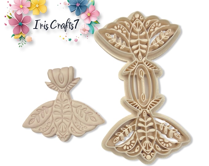 Floral Moth Keychain Polymer Clay Cutter – Insect Earring and Charm Mold – Clay Tool for Jewellery & Gift Making